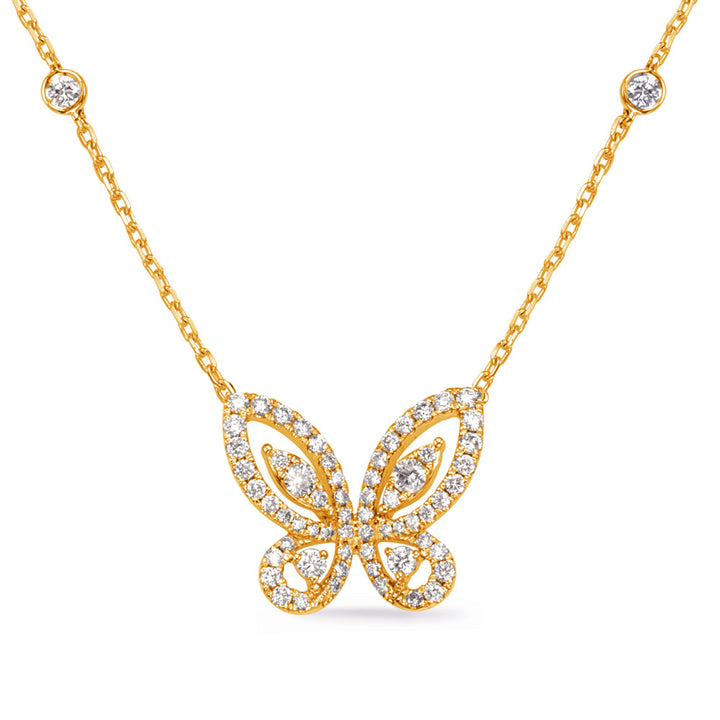 ELEGANT BUTTERFLY GOLD DIAMOND NECKLACE - View 2