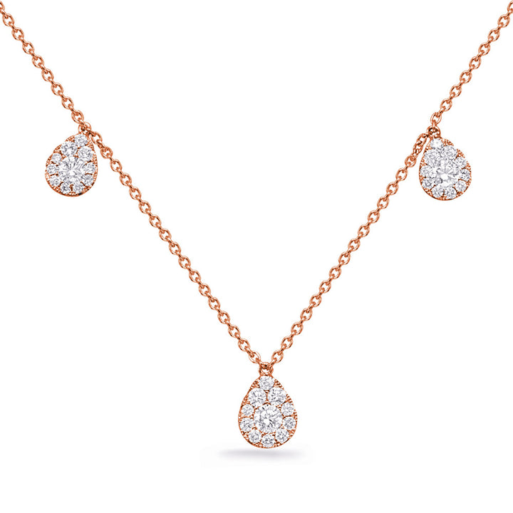 ELEGANT GOLD CLUSTER PEAR HALO DIAMOND NECKLACE