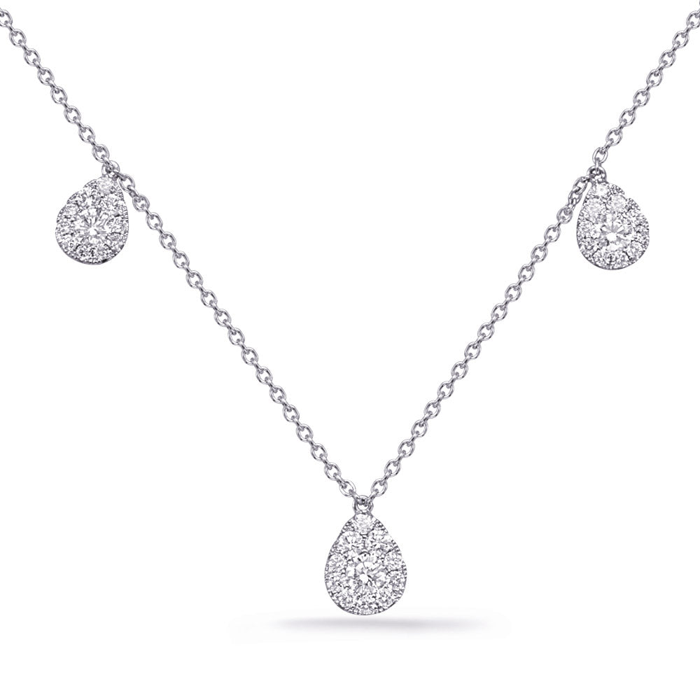 ELEGANT GOLD CLUSTER PEAR HALO DIAMOND NECKLACE - View 1