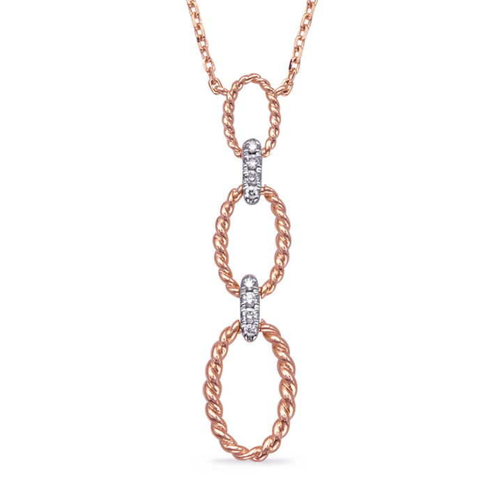 FANCY FASHION TRIPLE ROPE LOOP GOLD AND DIAMOND NECKLACE - View 2