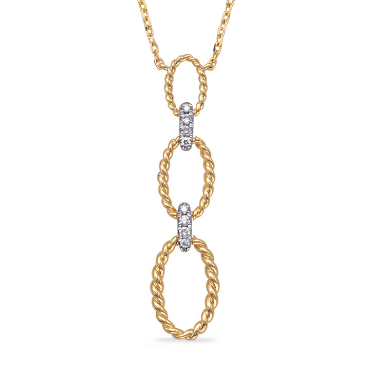 FANCY FASHION TRIPLE ROPE LOOP GOLD AND DIAMOND NECKLACE - View 1