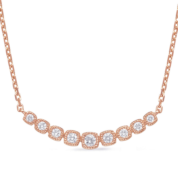 GOLD AND DIAMOND CUSHION SHAPE DESIGN MULTI DIAMOND NECKLACE - View 2