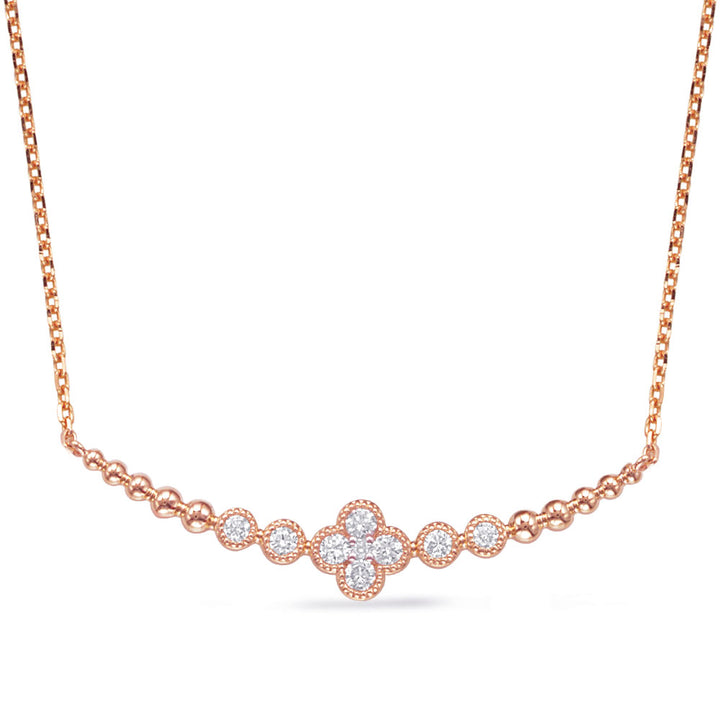 ELEGANT FLORAL AND BEZEL BAR DESIGN DIAMOND NECKLACE