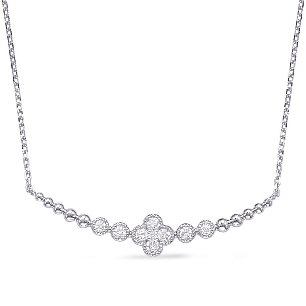ELEGANT FLORAL AND BEZEL BAR DESIGN DIAMOND NECKLACE - View 1