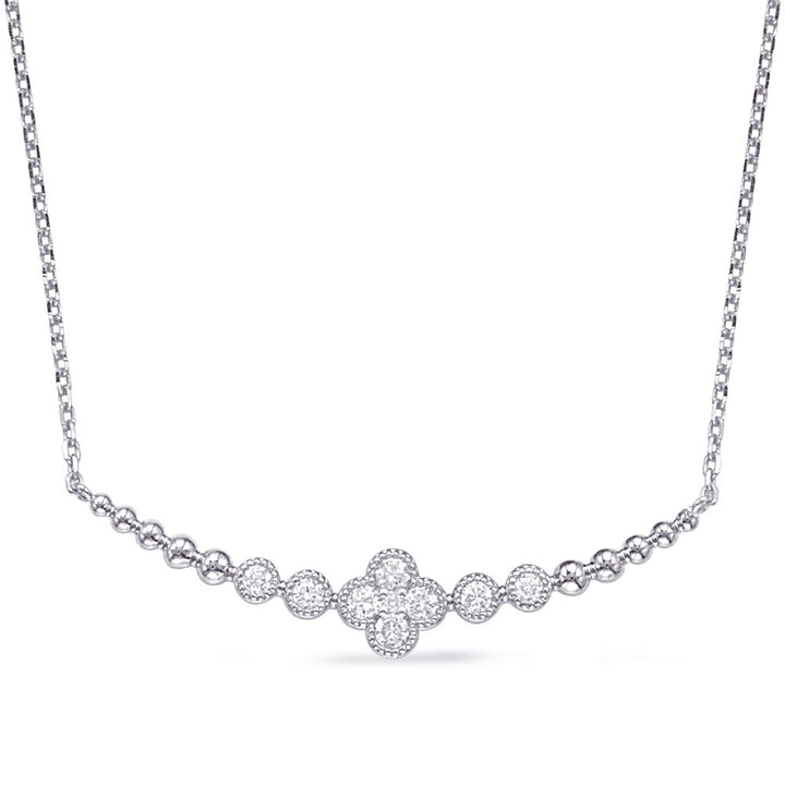 ELEGANT FLORAL AND BEZEL BAR DESIGN DIAMOND NECKLACE - View 1