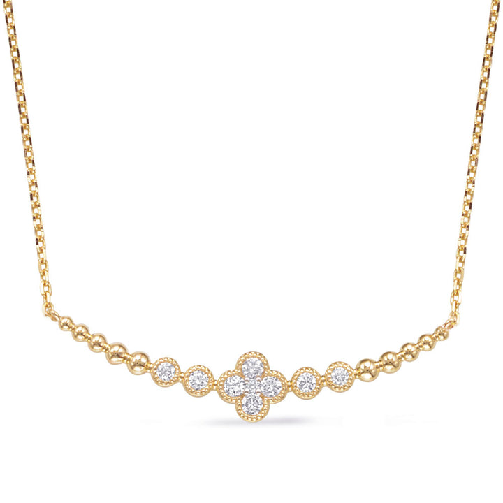 ELEGANT FLORAL AND BEZEL BAR DESIGN DIAMOND NECKLACE - View 2