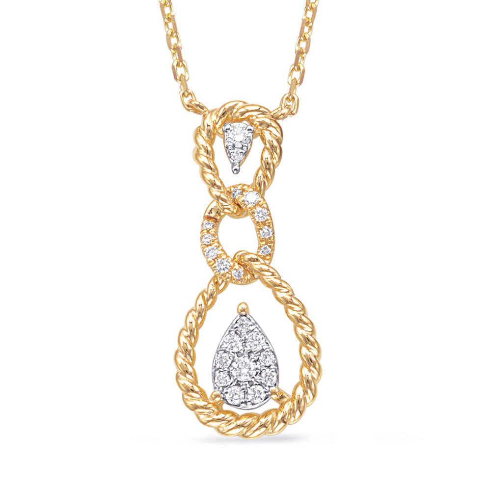 ELEGANT TRIPLE ROPLE LOOP GOLD DIAMOND NECKLACE - View 2