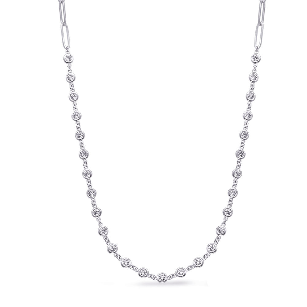 ELEGANT WHITE GOLD DIAMOND NECKLACE - View 1
