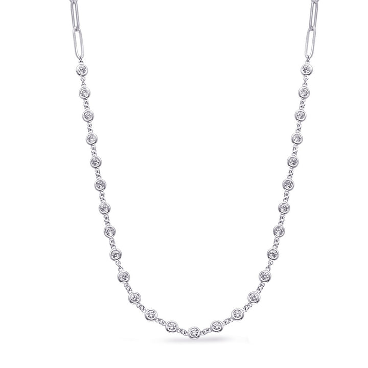 ELEGANT WHITE GOLD DIAMOND NECKLACE - View 1