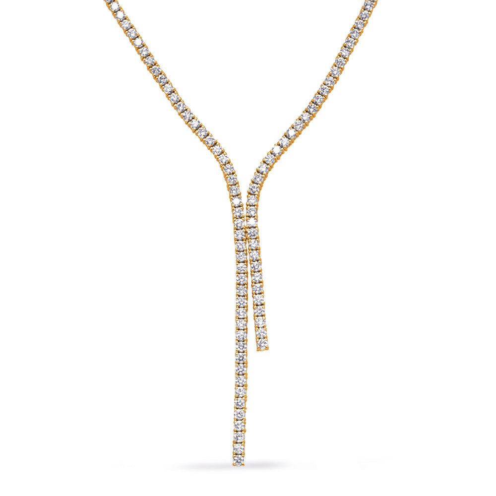 7.78 ctw. YELLOW GOLD FOUR PRONG TENNIS LARIAT - View 1