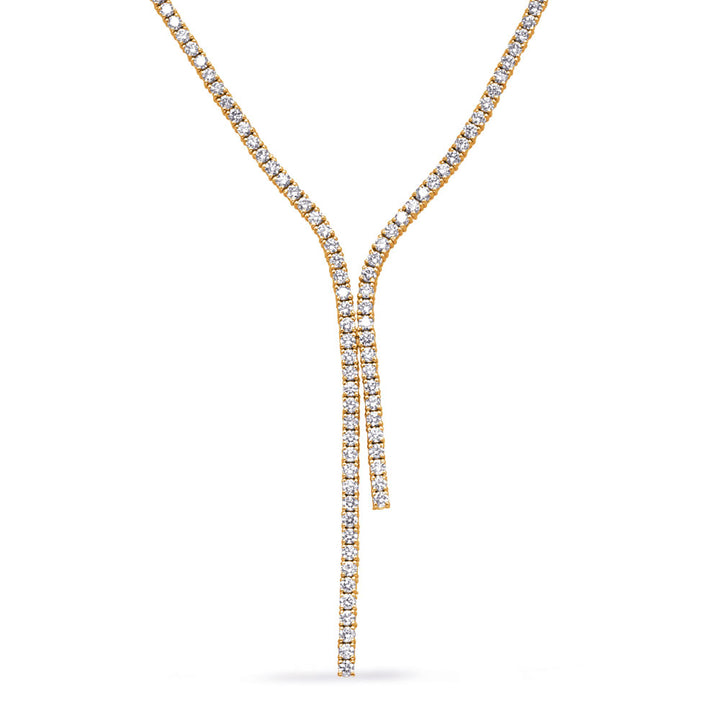 7.78 ctw. YELLOW GOLD FOUR PRONG TENNIS LARIAT - View 1