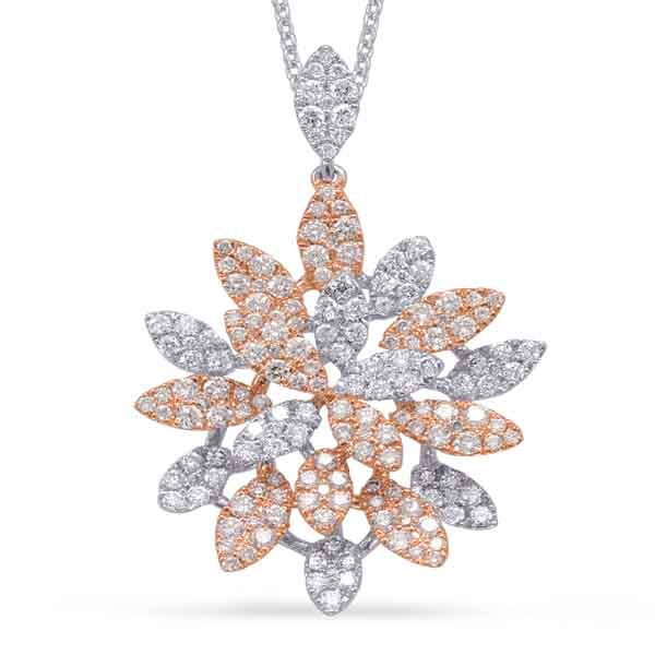 1.35 ctw. MODERN GOLD AND DIAMOND FLORAL CLUSTER PENDANT - View 2