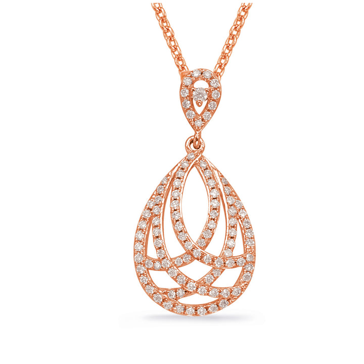 ELEGANT GOLD INTERLOCKING TEARDROP DIAMOND PENDANT