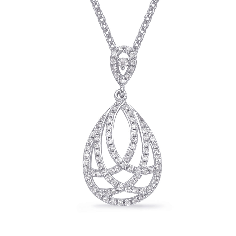 ELEGANT GOLD INTERLOCKING TEARDROP DIAMOND PENDANT - View 1