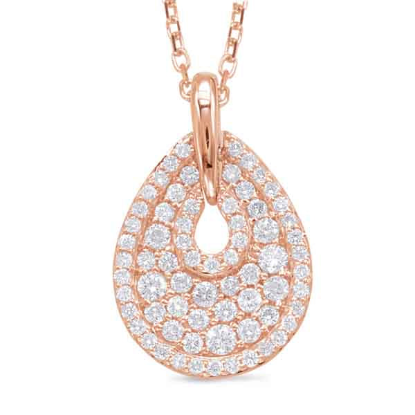TEARDROP SHAPE GOLD AND DIAMOND PENDANT - View 2