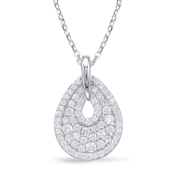 TEARDROP SHAPE GOLD AND DIAMOND PENDANT