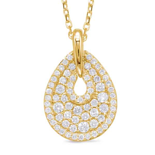 TEARDROP SHAPE GOLD AND DIAMOND PENDANT - View 1
