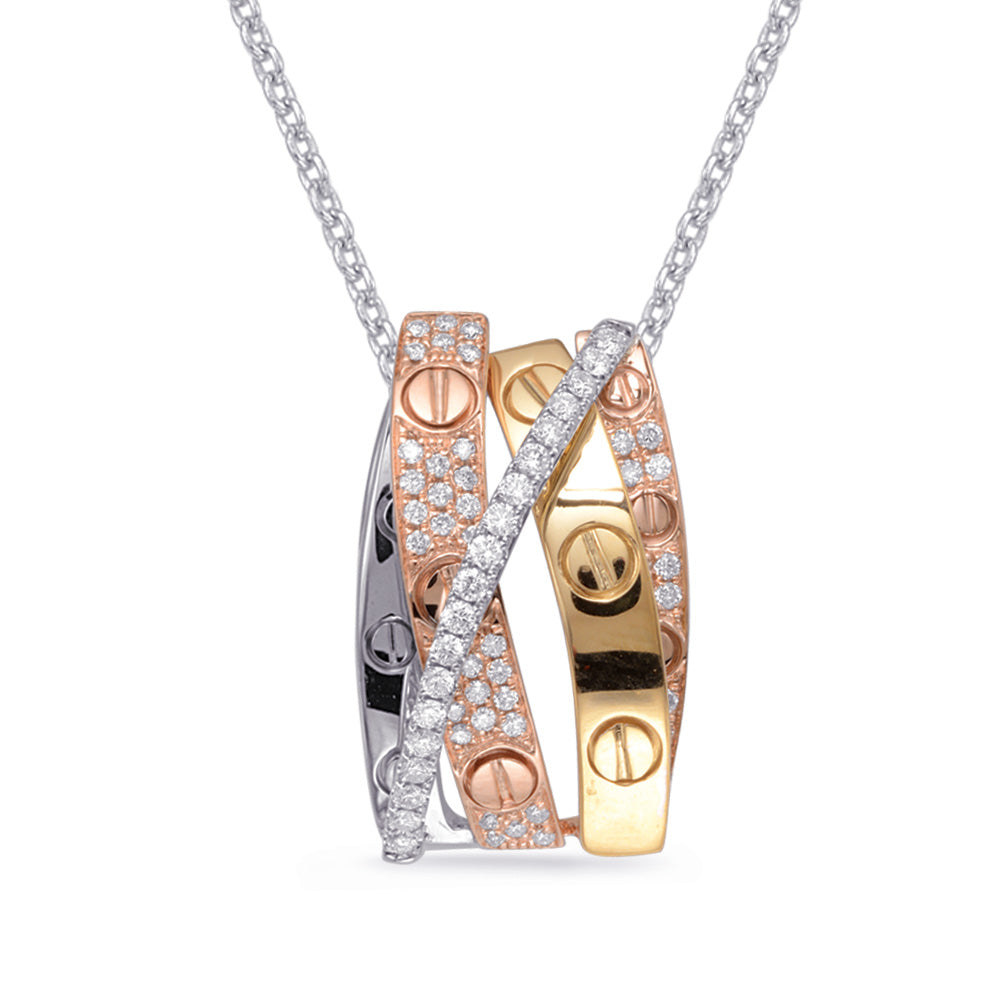 MODERN GOLD AND DIAMOND DESIGNER INSPIRED PENDANT - View 3
