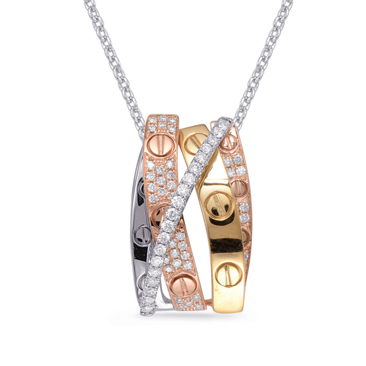 MODERN GOLD AND DIAMOND DESIGNER INSPIRED PENDANT - View 3