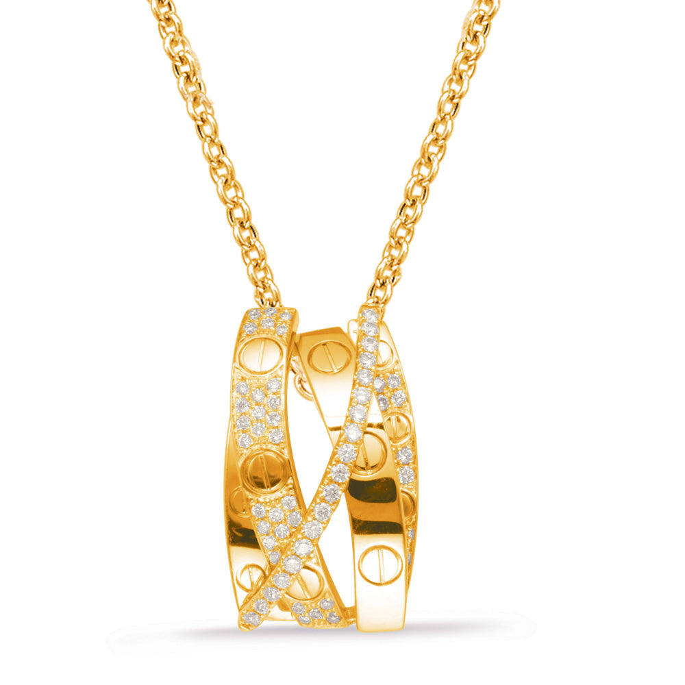 MODERN GOLD AND DIAMOND DESIGNER INSPIRED PENDANT - View 1