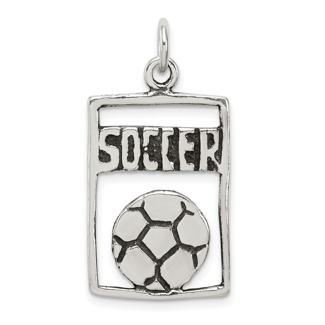 Antiqued Soccer Rectangle Pendant
