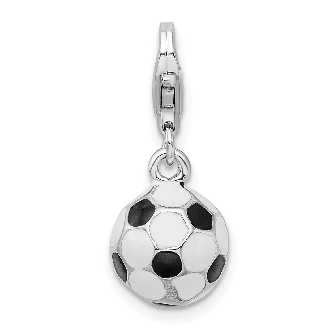 Small 3-D Enameled Soccer Ball Charm with Lobster Clasp