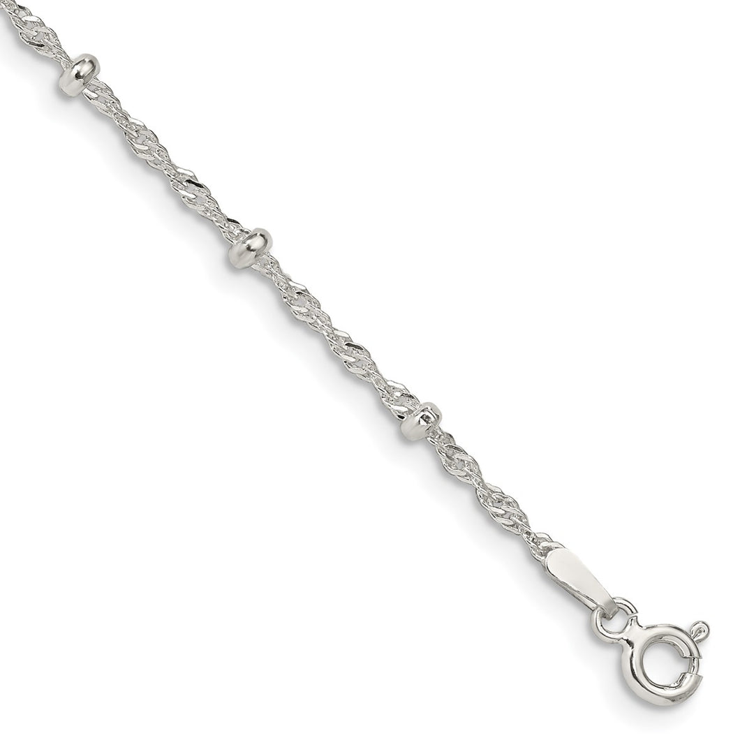 Sterling Silver 2.5mm Singapore Anklets, 10