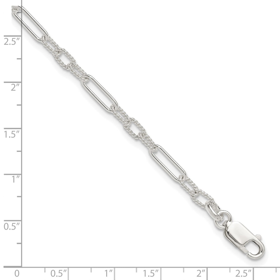 Sterling Silver 4mm Cable Anklet, 10