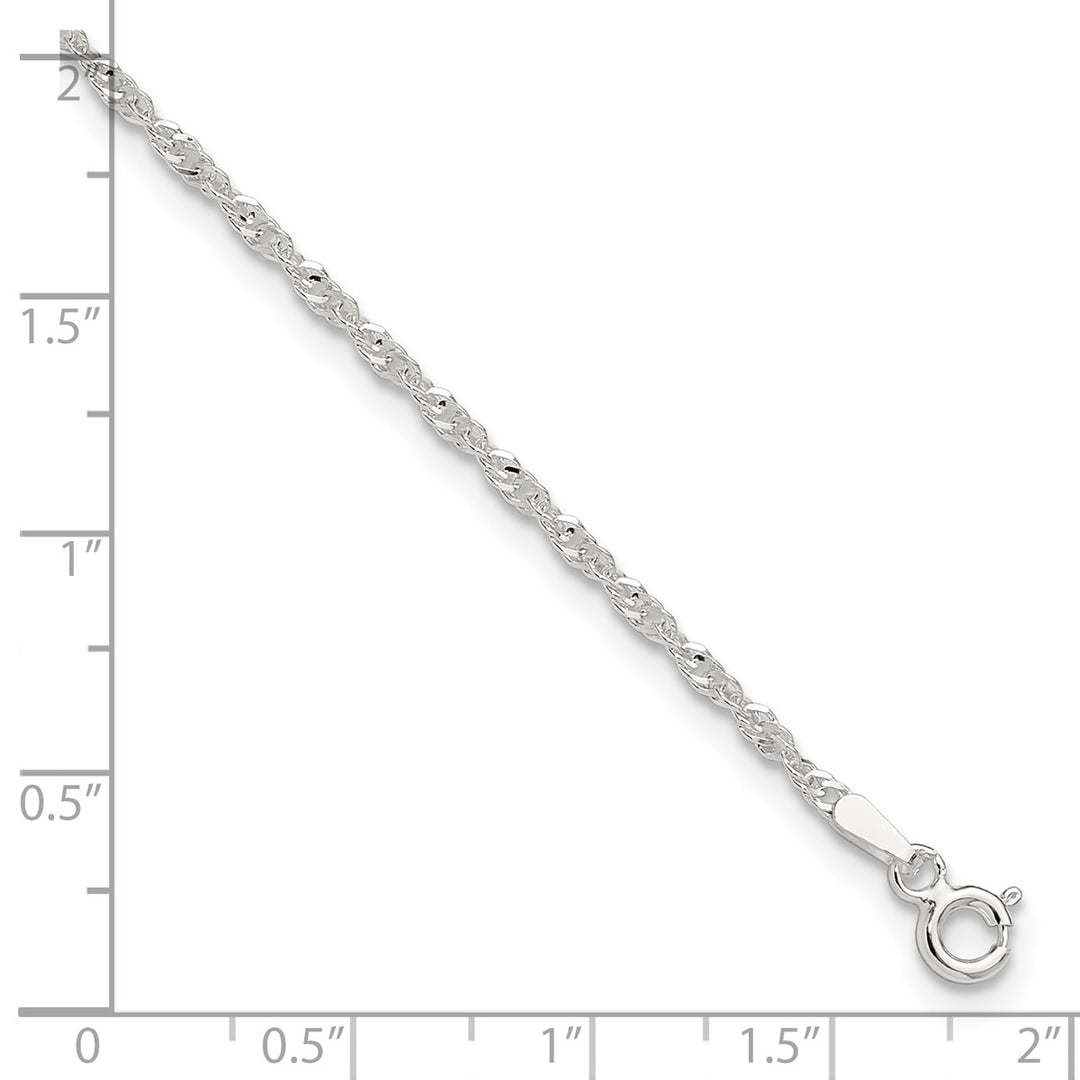 Sterling Silver 2mm Other Chains Anklet, 9