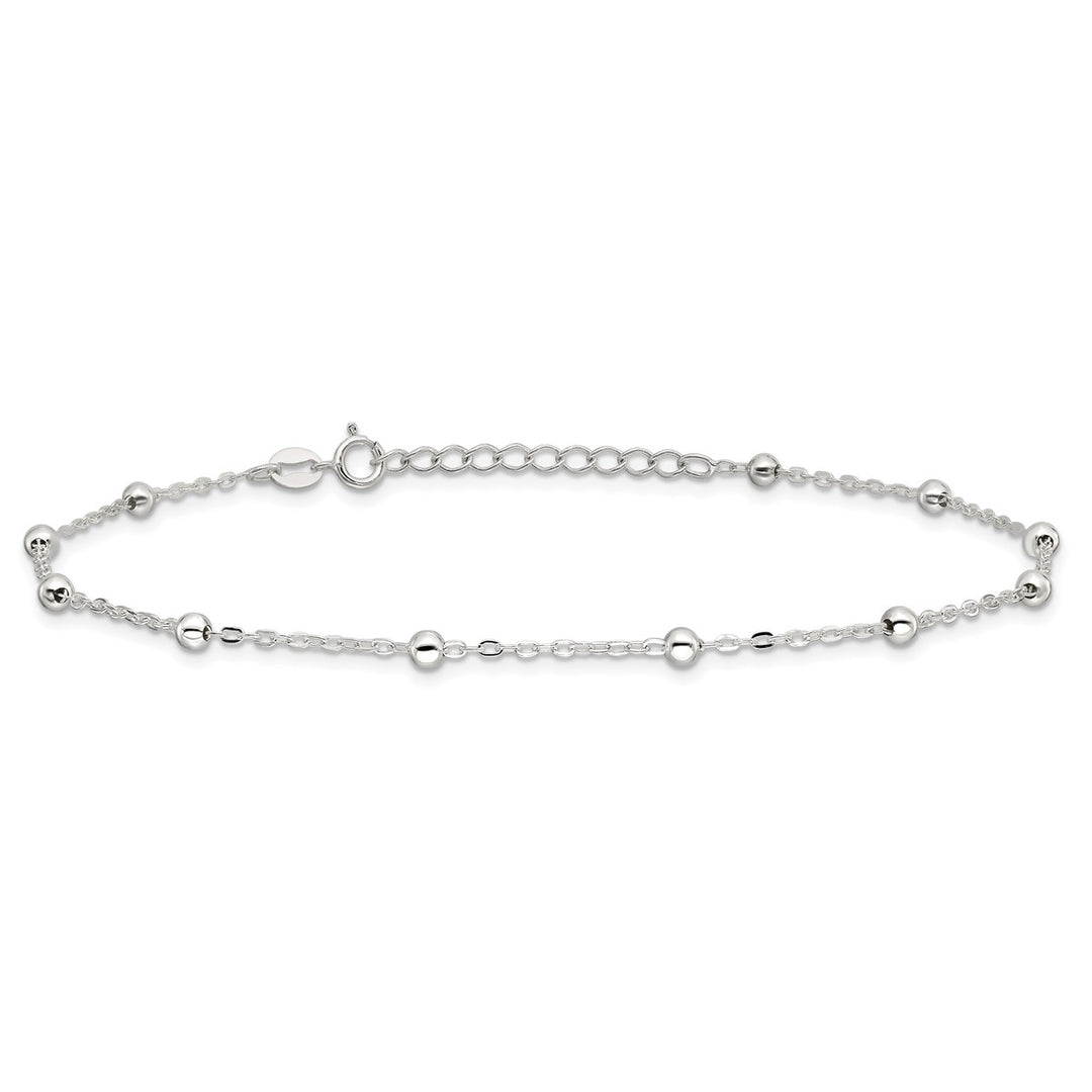 Sterling Silver 1mm Ball (Beaded) Anklet, 9