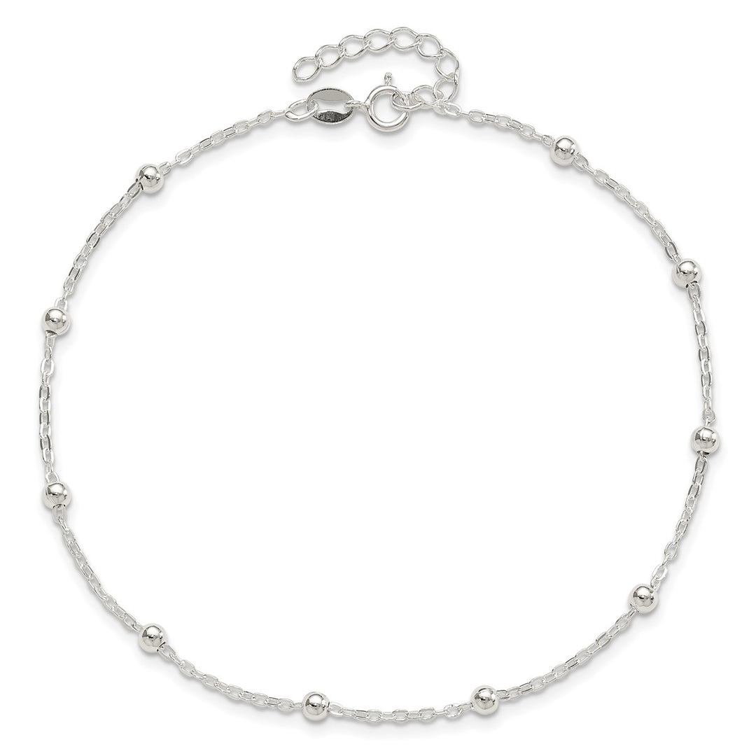 Sterling Silver 1mm Ball (Beaded) Anklet, 9