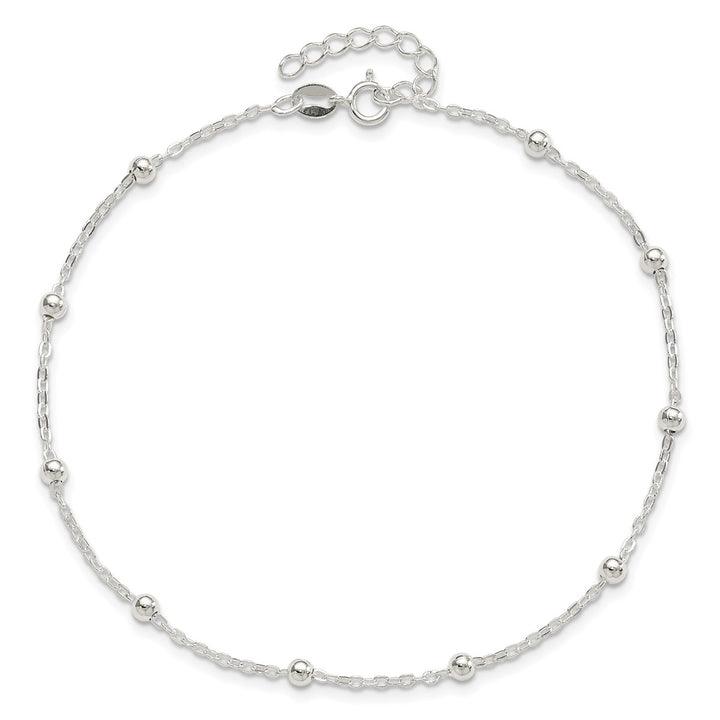 Sterling Silver 1mm Ball (Beaded) Anklet, 9"