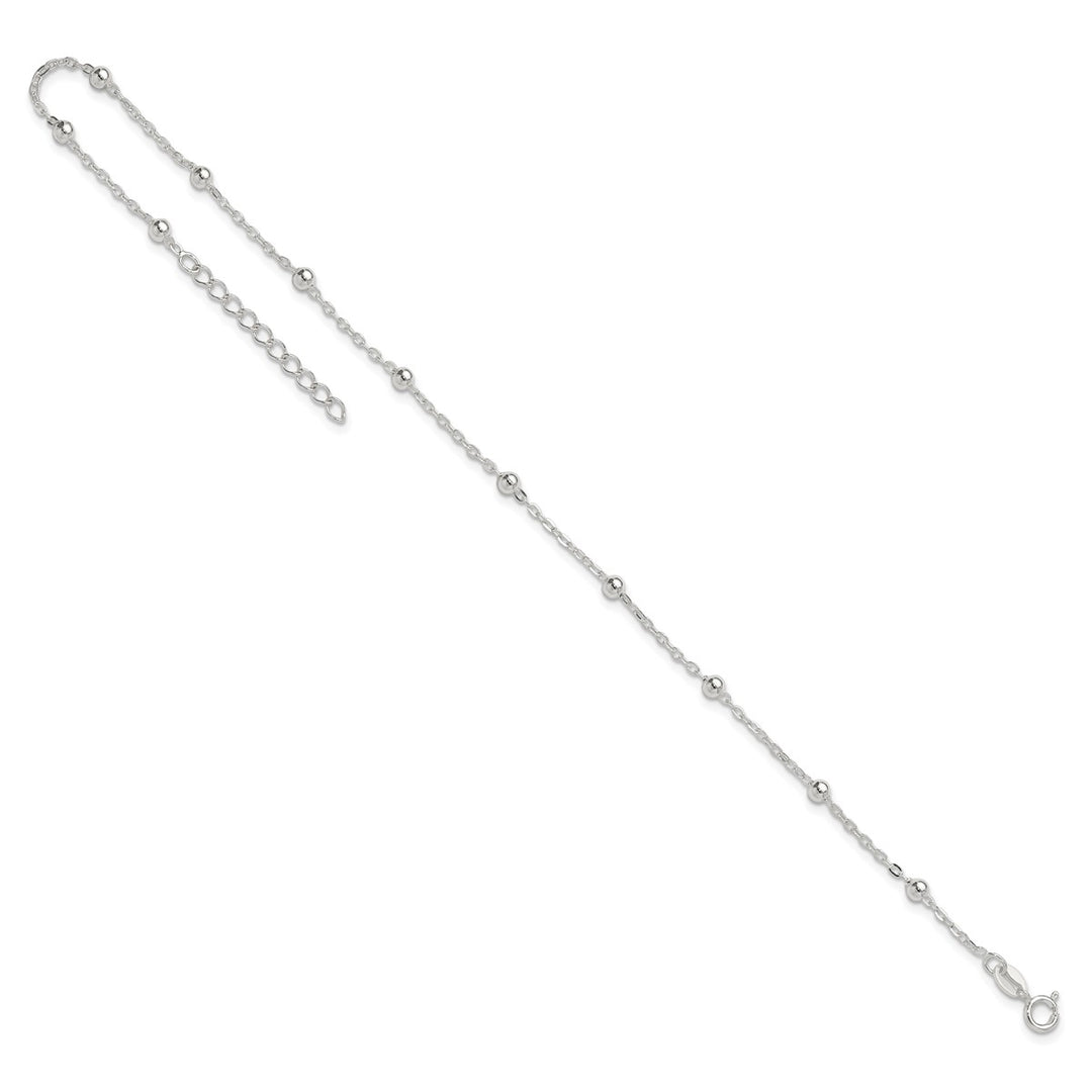 Sterling Silver 1mm Ball (Beaded) Anklet, 9