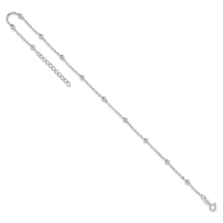 Sterling Silver 1mm Ball (Beaded) Anklet, 9"
