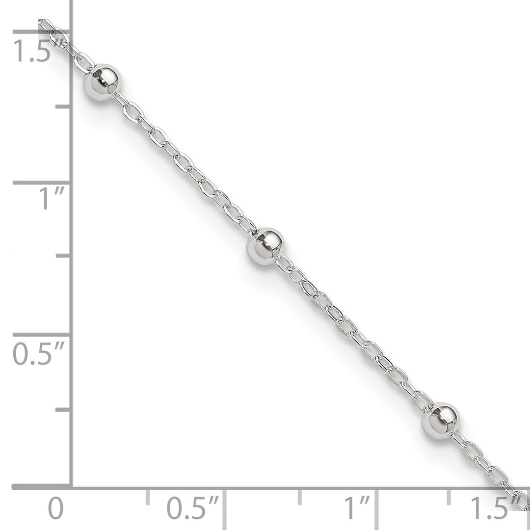 Sterling Silver 1mm Ball (Beaded) Anklet, 9
