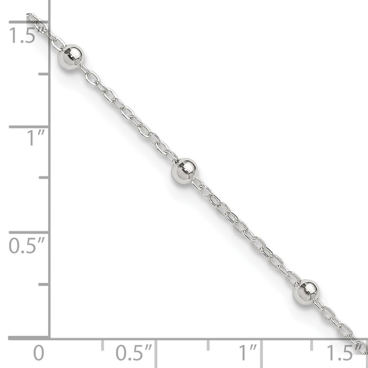 Sterling Silver 1mm Ball (Beaded) Anklet, 9"