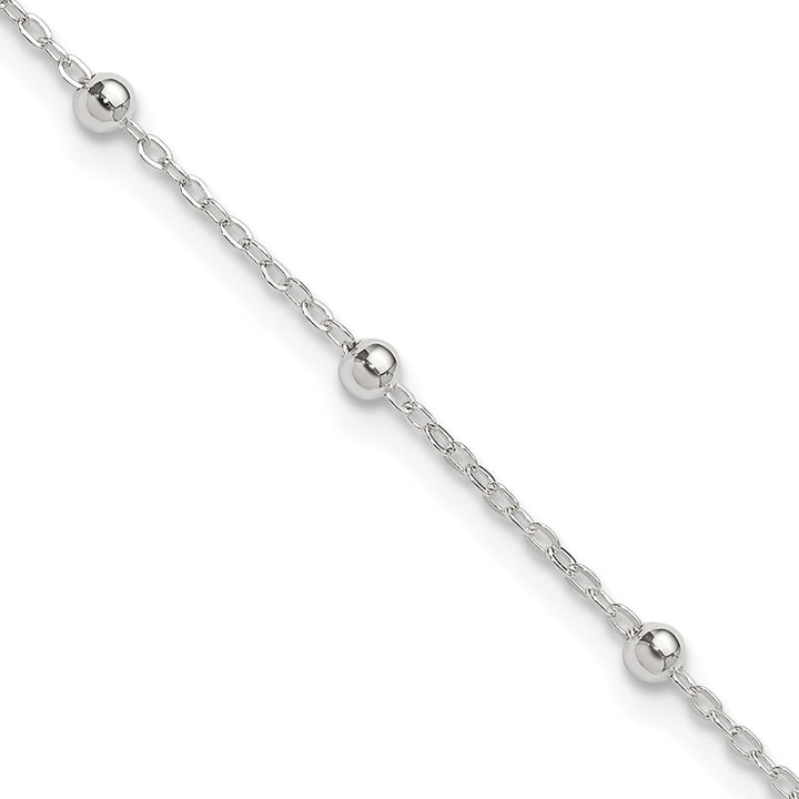 Sterling Silver 1mm Ball (Beaded) Anklet, 9"