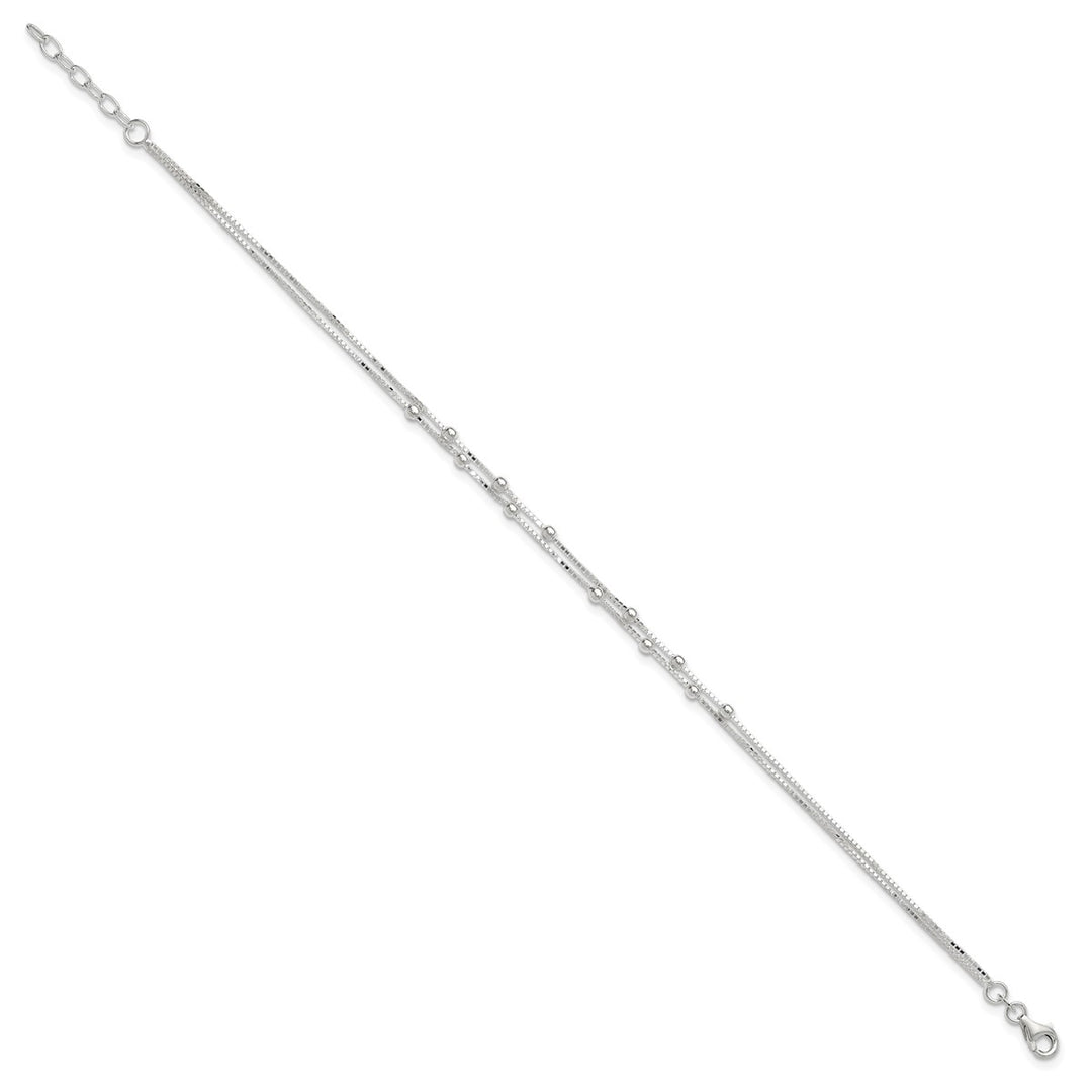 Sterling Silver 0.8mm Ball (Beaded) Anklet, 9