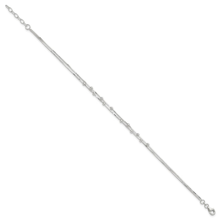 Sterling Silver 0.8mm Ball (Beaded) Anklet, 9"