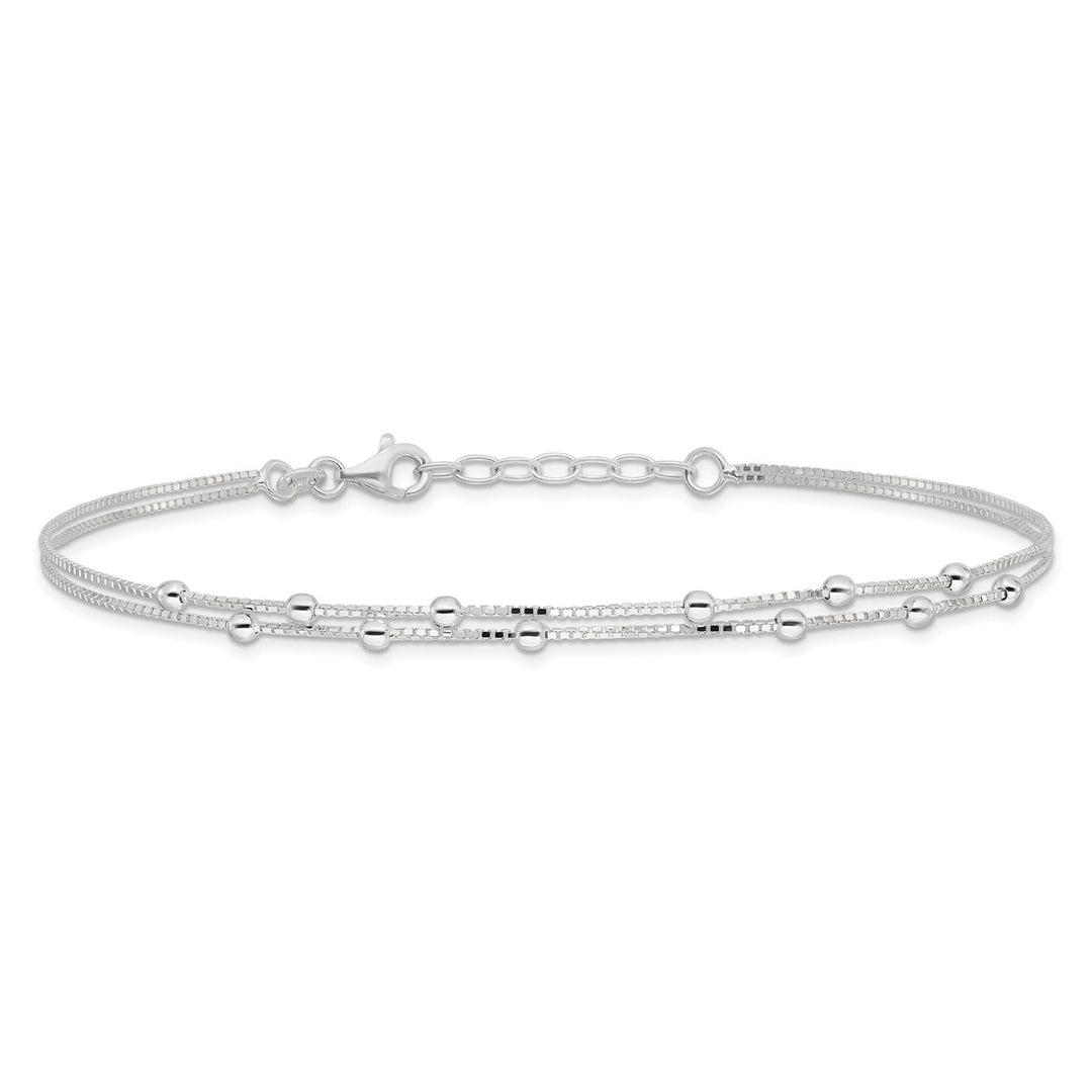 Sterling Silver 0.8mm Ball (Beaded) Anklet, 9