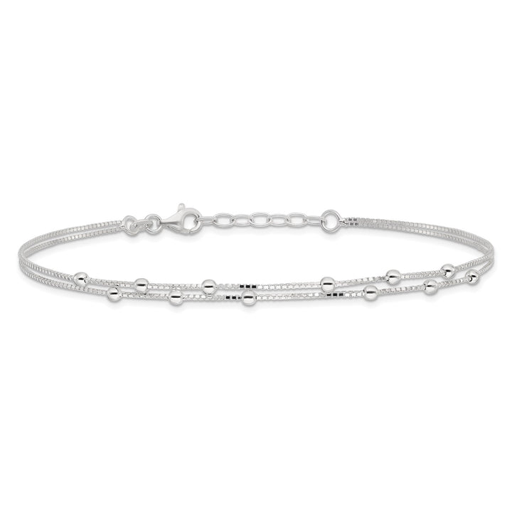 Sterling Silver 0.8mm Ball (Beaded) Anklet, 9"