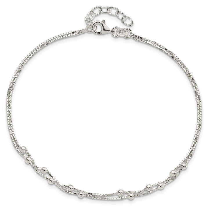 Sterling Silver 0.8mm Ball (Beaded) Anklet, 9"