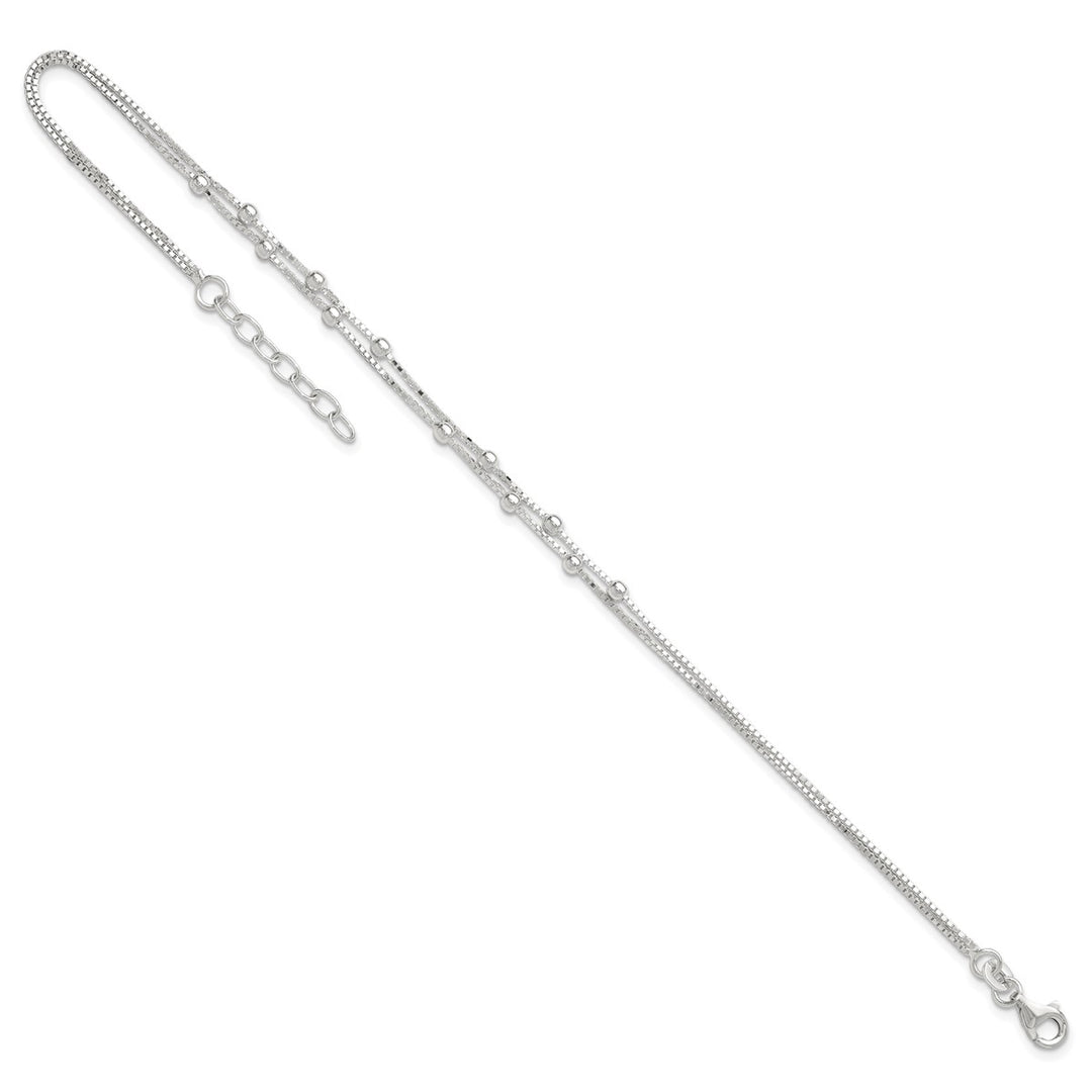 Sterling Silver 0.8mm Ball (Beaded) Anklet, 9