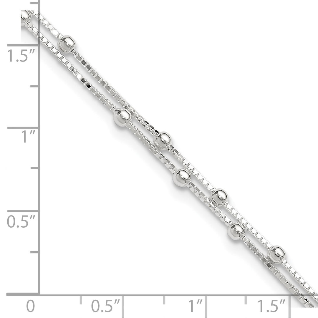 Sterling Silver 0.8mm Ball (Beaded) Anklet, 9