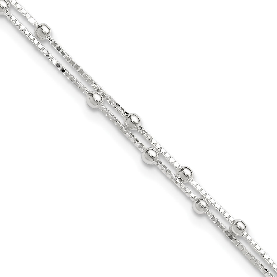 Sterling Silver 0.8mm Ball (Beaded) Anklet, 9"