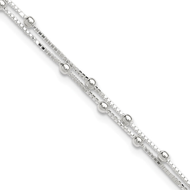 Sterling Silver 0.8mm Ball (Beaded) Anklet, 9"
