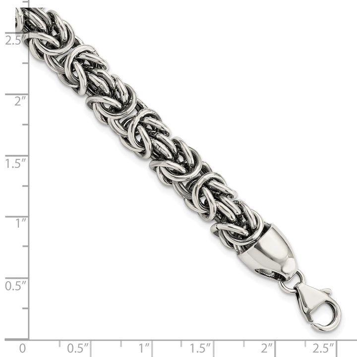 Sterling Silver 8.4mm Byzantine Bracelet, 8.5"