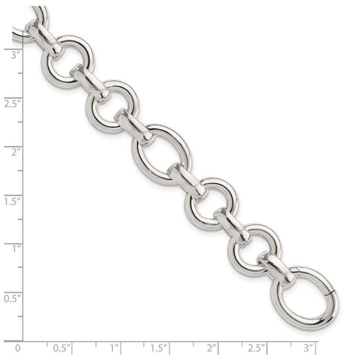 Sterling Silver 13.3mm Open Link Bracelet, 8"