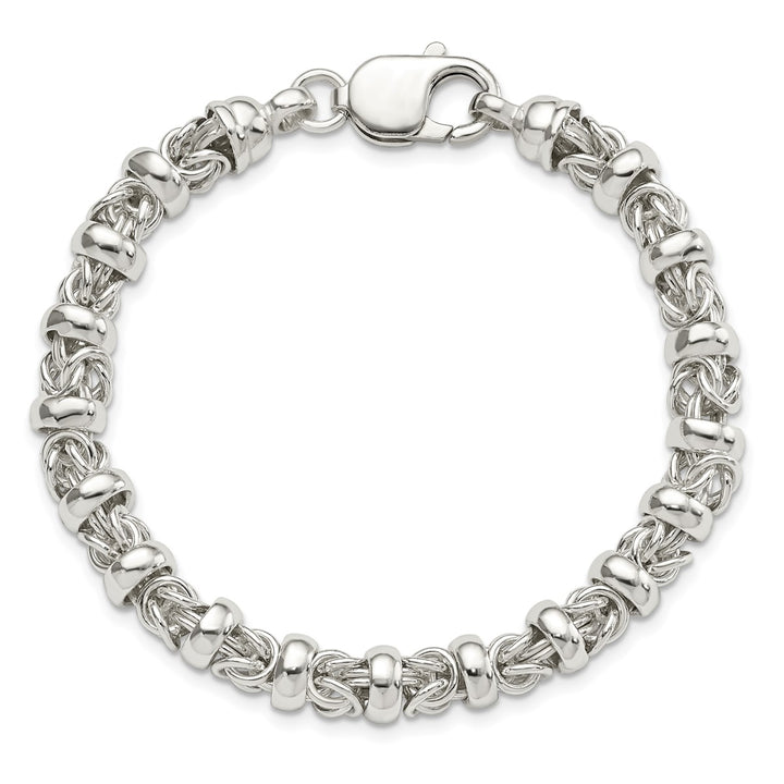 Sterling Silver 7.3mm Byzantine Bracelet, 7.5"