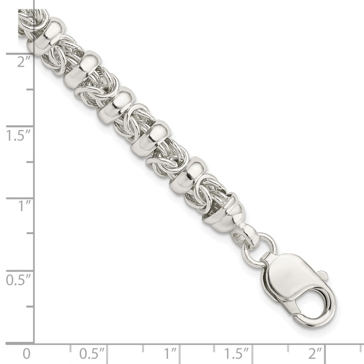 Sterling Silver 7.3mm Byzantine Bracelet, 7.5"